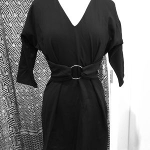 Black O-Buckle Dress